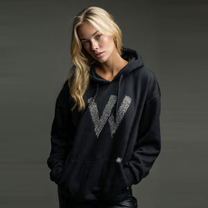 <b>Back</b> Side Rhinestone Hoodies Women Street Fashion Wear Rhinestone Hooded Tops Winter <b>Drop</b> Shoulder Rhinestone Hoodies Women's - Product Image 2