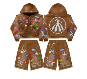 Nouveautés 2026 TAHAD – Ensemble 2 pièces pour femme : short de survêtement Harrington court avec bandes et motif brodé, longueur au-dessus du genou - Product Image 6