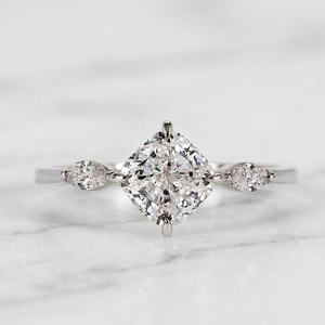 Sparkly 1CT Cushion Cut Moissanite Three Stone Ring Original 925 <b>Silver</b> Birthdays Anniversary Party Gift For Friends - Product Image 1