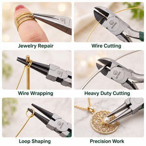 8 Piece Professional Jewelry Making <b>Pliers</b> <b>Set</b> Round Nose Needle Nose Flat Nose Wire Cutters Ergonomic Handle Jewelry - Product Image 3