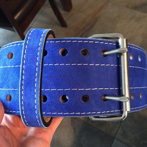 Blue Leather <b>Weight</b> Lifting <b>Belt</b> Adjustable Waist Support Buckle Closure Unisex Strength <b>Training</b> Fitness Equipment - Product Image 6