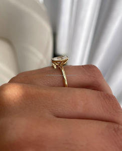 Igi/gia แล็บปลูกวินเทจ14K สีขาวทองแต่งงาน/หมั้นแหวน unisex เพชรของขวัญครบรอบปาร์ตี้กับลูกแพร์ตัดเพชร - Product Image 1