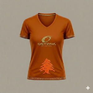 T-shirt respirant à manches courtes pour femme, col en V, logo personnalisé imprimé, technique de détection par aiguille, polyester/coton, pour adulte - Product Image 4