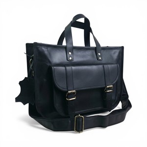 Women Genuine Leather Laptop Tote Bag 15 Inch, Work Office Briefcase Shoulder Handbag with Dual Handles (Black) - Product Image 1