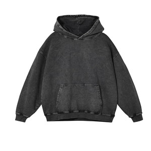 Sweat-shirt à capuche en molleton doux en coton délavé pour homme, style streetwear hiver, avec couleur, taille et logo personnalisables, OEM - Product Image 2