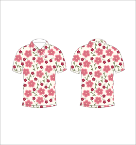 เสื้อโปโลสีชมพูพิมพ์ลายดอกไม้ ระบายอากาศได้ดี น้ำหนักเบา เหมาะสำหรับทีมกอล์ฟ แขนสั้น แบบซับลิเมชั่น ชุดกีฬาประสิทธิภาพสูง - Product Image 1