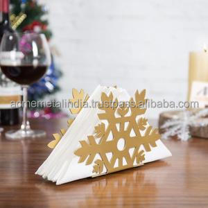 Porte-serviettes à découpe flocon de neige en métal doré de qualité supérieure, parfait pour une table élégante dans les hôtels, les maisons et les restaurants - Product Image 2