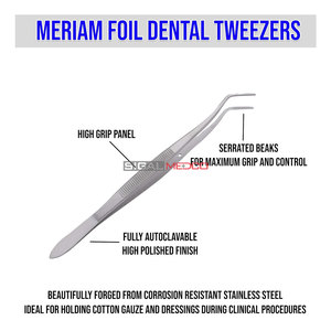 Pinzas dentales de algodón Meriam Foil, alicates de vendaje con punta angulada dentada, fórceps de acero inoxidable para ortodoncia y cirugía dental - Product Image 4