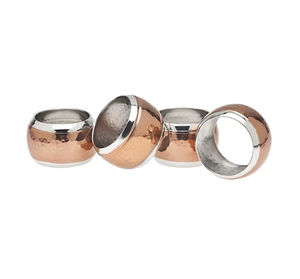 Hammered Design Hollow <b>Napkin</b> Ring Copper & <b>Silver</b> Finish Lightweight Reusable Metal <b>Napkin</b> Rings For Table Decoration - Product Image 2