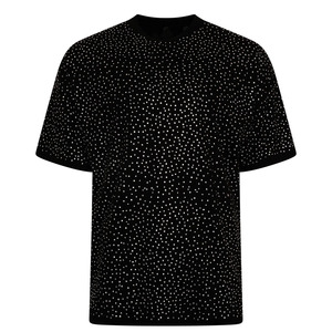 T-shirt d'été à manches courtes pour homme, imprimé strass, effet pailleté, coupe carrée, orné de cristaux et de diamants - Product Image 1
