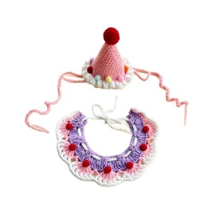 Pet <b>Cat</b> Birthday <b>Hat</b> Pet Party Dress Up Photo Decoration Dog Neck Cute Handmade Set Dog Accessories for Small Cotton Material - Product Image 3