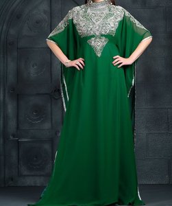 <b>Black</b> Embroidered High Neck Floor Length Abaya Women Modest <b>Evening</b> Party <b>Dress</b> Middle East Style Polyester <b>Long</b> <b>Sleeve</b> Regular - Product Image 2