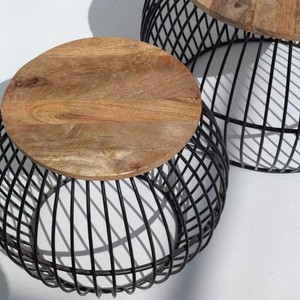 ชุดโต๊ะกาแฟไม้มะม่วงทรงกลม วานดานา เซโนวา โนวารา พร้อมฐานโลหะสำหรับตกแต่งสไตล์โมเดิร์น - Product Image 6