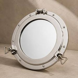 <b>Silver</b> Porthole <b>Mirror</b> Nautical <b>Wall</b> <b>Mirror</b> Round Decorative Ship Window <b>Mirror</b> Coastal Marine Home Decor - Product Image 2
