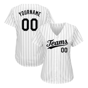 Camiseta de Béisbol Personalizada - Blanca/Negra con Rayas y Detalles Grises, Impresión por Transferencia de Calor, 100% Poliéster de Secado Rápido - Product Image 4