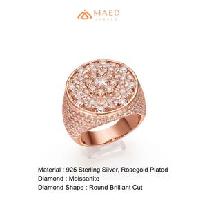 <b>Mens</b> Rose Gold Tone Moissanite Signet <b>Ring</b> Luxury Hip Hop Statement Jewelry Gift <b>for</b> Stylish <b>Men</b> Urban Style Daily Wear - Product Image 6