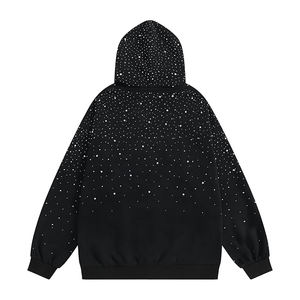 Sweat à capuche épais 300G pour homme en mélange coton-polyester avec strass, en molleton bouclette épais, fermeture éclair intégrale, style streetwear - Product Image 4