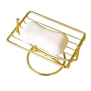Hammered Design Golden Soap Dish Holder Oval Metal Design With Raised Ridges For Countertop Bathroom <b>Accessory</b> Soap Dish - Product Image 4