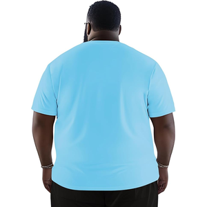 T-shirt en tricot à manches courtes pour homme, col rond, couleur unie, coupe classique, décontracté, teinture unie, bleu, blanc, noir - Product Image 2