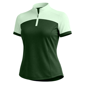 Camiseta deportiva beige para mujer, con cuello alto, manga corta, cremallera, corte ajustado, que absorbe la humedad, de poliéster, para verano. - Product Image 6