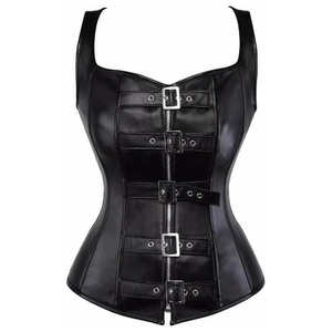 Vêtements sculptants pour le corps, robe corset steampunk, corset gothique en cuir PU, crop top sculptant avec jupe burlesque, ensemble deux pièces - Product Image 1