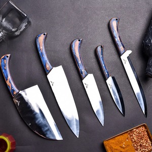 Collection de 5 couteaux de chef japonais faits main en acier D2 avec étui en cuir pour la cuisine |   Cadeau Parfait - Product Image 5