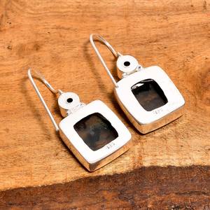 ต่างหูเงินแท้ 925 ประดับด้วยหินอาเกตป่าและเพอริดอต งานแฮนด์เมดสไตล์โบโฮ ของขวัญเครื่องประดับอัญมณีสำหรับผู้หญิง - Product Image 3