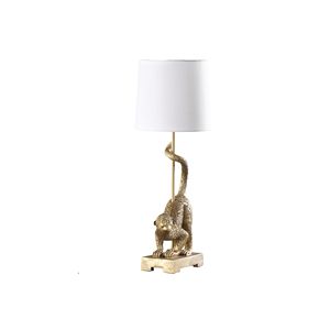 Lampada da Tavolo in Poliresina a Tema Fauna Selvatica con Scimmia Cappuccina Dorata Stile Antico, 24 Pollici - Product Image 1