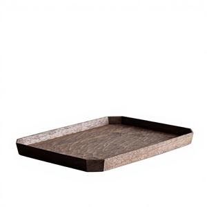 Bandeja de servicio de madera de Acacia Real hecha a mano de alto estándar, plato de forma cuadrada grabado para oficina, servicio de té y café competitivo - Product Image 3