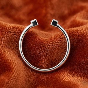 Moissanite Engagement <b>Ring</b> Baguette Cut Open Band 925 Sterling <b>Silver</b> Wide Statement <b>Ring</b> Women Modern Los Angeles Anniversary - Product Image 4