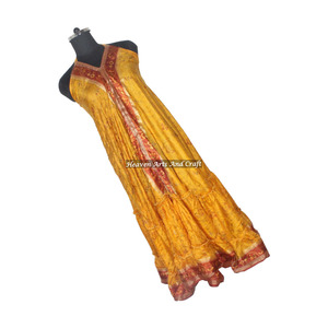 Vestido de Seda Tipo Sari con Estampado Antiguo Estilo Hippie Boho para Mujer, Vestido de Noche Elegante sin Mangas para Damas - Product Image 1