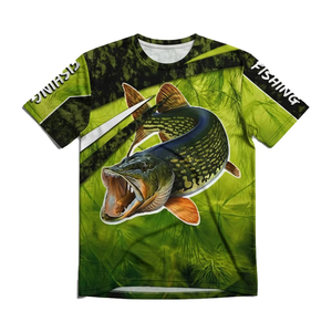Vêtements de pêche, chemise à manches longues, protection UV, séchage rapide, polyester, imprimé poissons d'océan, chemise avec logo personnalisé, vente en gros - Product Image 2