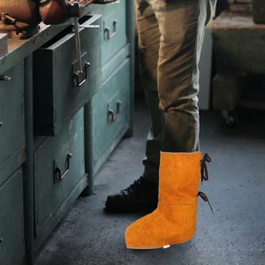 Cowhide Split Leather Welding <b>Boot</b> <b>Covers</b> Thermal Insulation Abrasion Resistant Knee Guard Protectors Gaiters Safety Clothing - Product Image 6