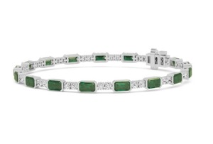 Pulsera de Oro Amarillo de 9K con Esmeraldas Cultivadas en Laboratorio y Diamantes Alternados, 6.53 CTW, 7 Pulgadas - Product Image 4