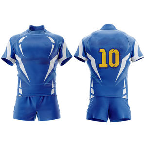 Uniforme de rugby, conjunto deportivo de alto rendimiento que incluye camiseta y pantalones cortos diseñados para partidos de rugby, entrenamiento y práctica en equipo. - Product Image 3
