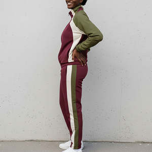 Ensemble court coupe-vent d'été personnalisé pour femme, avec veste courte pull color block et short - Product Image 2