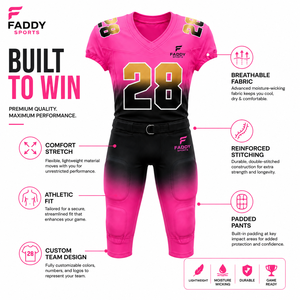 Ensemble d'uniformes de football américain professionnels personnalisés, sublimés, à séchage rapide, pour entraînement d'équipe, maillot et pantalon, vente en gros - Product Image 5