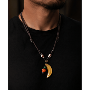 Natural <b>Crystal</b> Pendant Necklace 1.8-Inch Guardian Fang with Adjustable Leather Rope for Men & Boys - Product Image 1