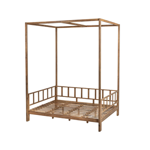 Sofá Cama con Toldo de Madera de Teca para Exteriores con Cortina y Cojines, Cama de Jardín de Lujo, Muebles de Patio - Product Image 3