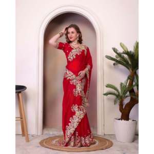 Sari de soirée de créateur avec broderie, robes élégantes - Product Image 2