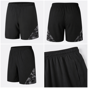 Shorts de sport pour hommes, noirs unis, à séchage rapide, taille élastique, avec empiècements latéraux tie-dye, légers, pour l'entraînement athlétique, la gym et la course à pied - Product Image 5