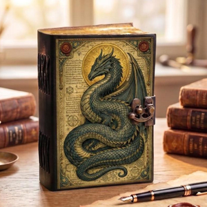 Libro de Hechizos de Fantasía, Libro de Sombras de Dragón, Diario de Cuero Hecho a Mano con Borde Deshilachado y Cierre - Product Image 2