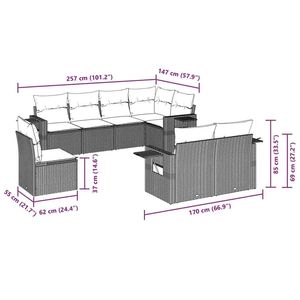 Ensemble de canapés de jardin modulaires spacieux en rotin PE noir avec coussins en mousse haute densité, mobilier d'extérieur - Product Image 5