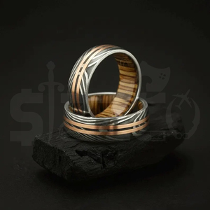 Hot Selling Handmade Copper Damascus Steel <b>Ring</b> for <b>Men</b> Women Wedding Band Fashion Party <b>Ring</b> Custom Latest Design OEM Supplier - Product Image 1