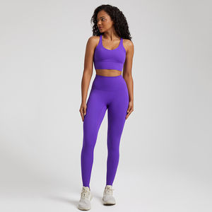 Ensembles de yoga légers pour femmes de haute qualité, extensibles, respirants, vêtements de fitness, impression de logo personnalisée, spandex/polyester uni - Product Image 5