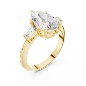 Anillo de Compromiso Aries Jewel de Lujo con Diamante Cultivado en Laboratorio de 3 Quilates, Corte Pera, Grado E VS, Oro Sólido de 14K, Joyería Fina para Regalo - Product Image 2