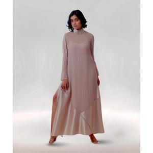 Vestido de Mujer con Cuello Alto, Georgette, Corte Recto, Manga Larga, Estilo Occidental, para Bodas y Uso Casual - Product Image 1