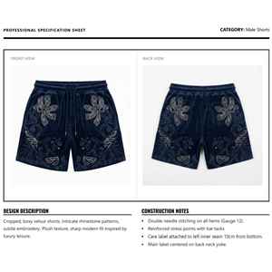 Men's Rhinestone Velvet Shorts Heavyweight Solid Eco Friendly Windproof Breathable Quick Dry <b>Mid</b> Waist Drawstring Knitted Front - Product Image 6