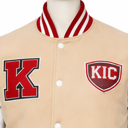 Custom Logo Chenille Patch Men’s Varsity <b>Jacket</b> 100% Wool Body White Leather Sleeves Letterman Baseball Bomber <b>Jacket</b> - Product Image 4