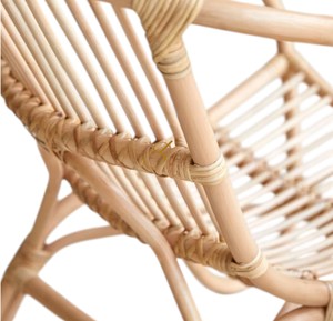Chaise de salle à manger en rotin naturel avec pieds courbes, fauteuil en osier artisanal pour salon moderne, restaurant, café - Product Image 5